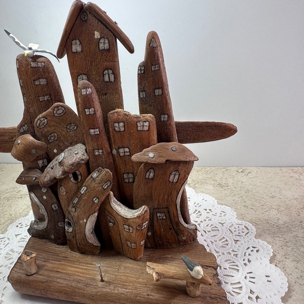 Nature's Gems Driftwood Miniature Sculpture C. Wilcot Brown Vintage Coastal Art - Picture 3 of 14